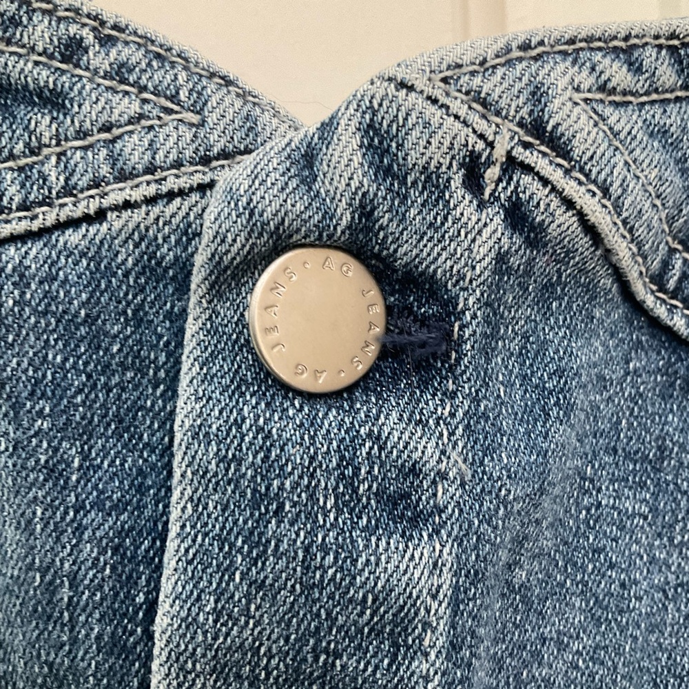 AG Adriano Goldschmied denim cropped front button tank, Sz M - Picture 8 of 16